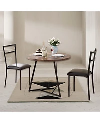 homfan Round Dining Set for 2 - Wooden Breakfast Bar Table and Stools