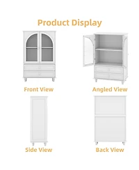 Streamdale Furniture Farmhouse Arched Glass Buffet Cabinet