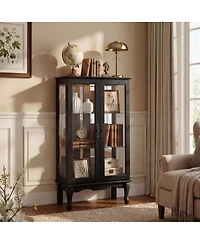 Streamdale Furniture Streamdale Lighted 3-Tier Glass Curio Cabinet with Adjustable Shelves and Mirrored Back