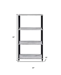 HomeRoots 44" Distressed Metal and Wood Four Tier Etagere Bookcase