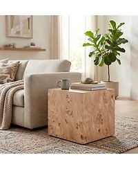 Streamdale Furniture Natural Wood-Grain Mdf Wabi-Sabi Square Coffee and Side Table, 15.7