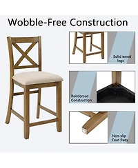 Streamdale Furniture Oak Counter Height Dining Chairs Set of 4 with Padded Seat