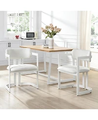 Flynama Set of 2 Fabric Arm Dining Chairs, Iron Metal Frame 265 Lbs Weight Capacity