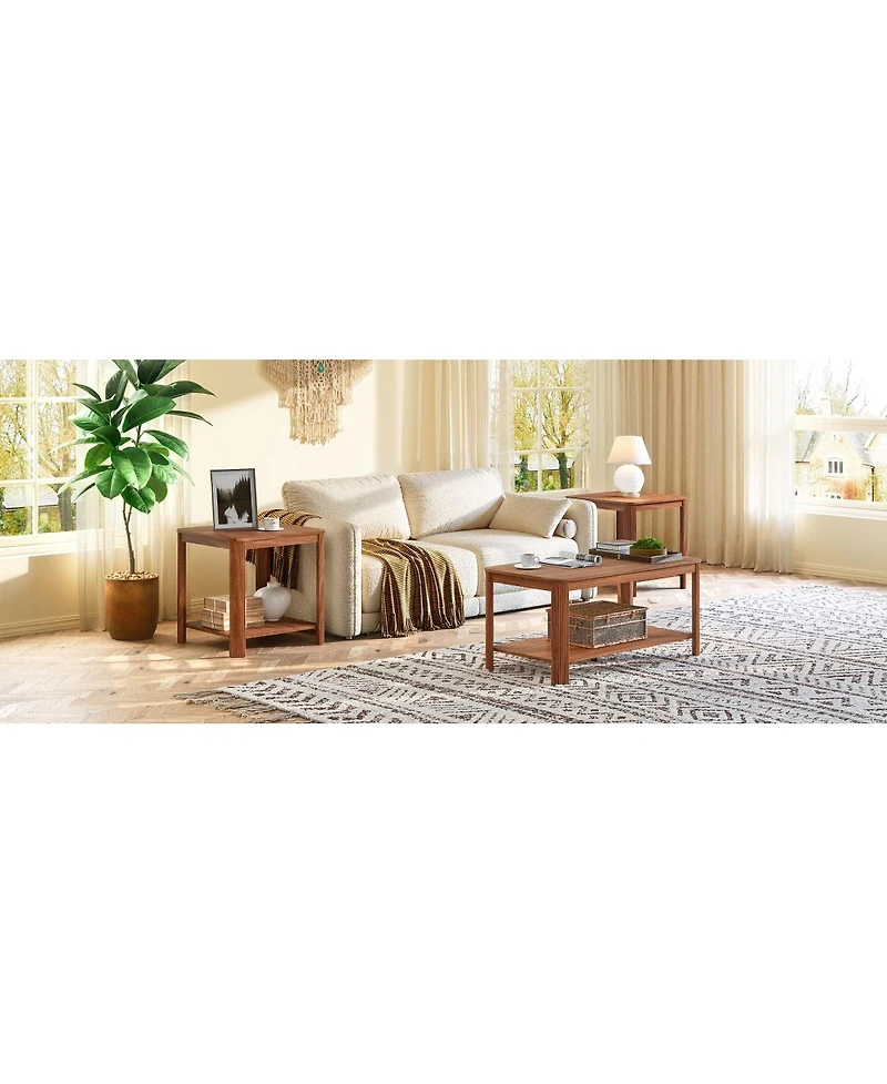 Streamdale Furniture Arc Corner Wood 2-Tier Coffee Table