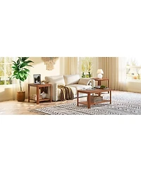 Streamdale Furniture Arc Corner Wood 2-Tier Coffee Table