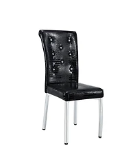 Streamdale Furniture Set of 4 Retro Alligator Faux Leather Dining Chairs with Crystal Buckle