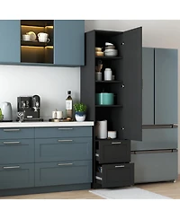 Streamdale Furniture Tall Kitchen Pantry Freestanding Cabinet with Door and Two Drawers