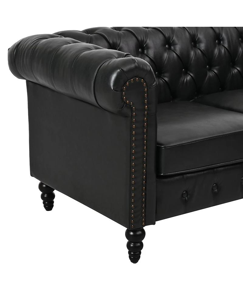 Streamdale Furniture 85" Modern 4-Seater L-Shaped Sectional Sofa with Storage Ottoman