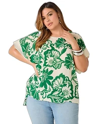 Ashley Stewart Plus Floral-Print Hi-Low Blouse