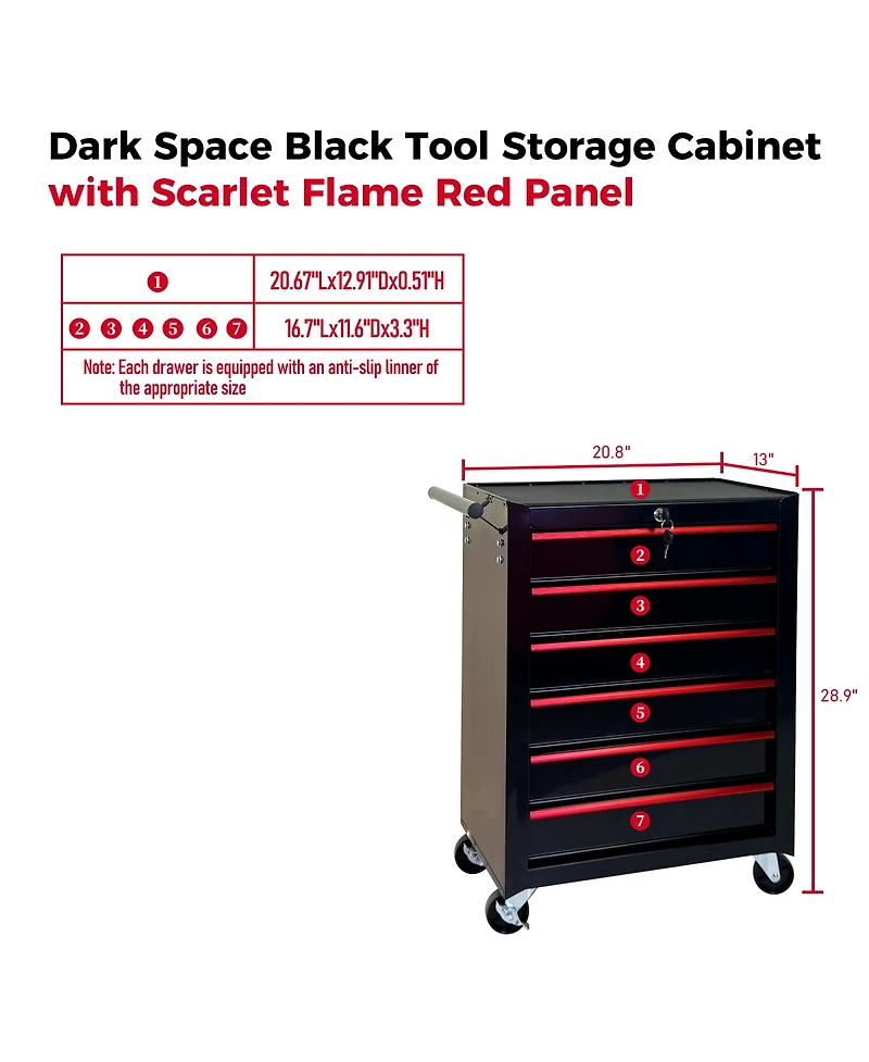 Streamdale Furniture 6-Drawer Rolling Metal Tool Chest and Cabinet