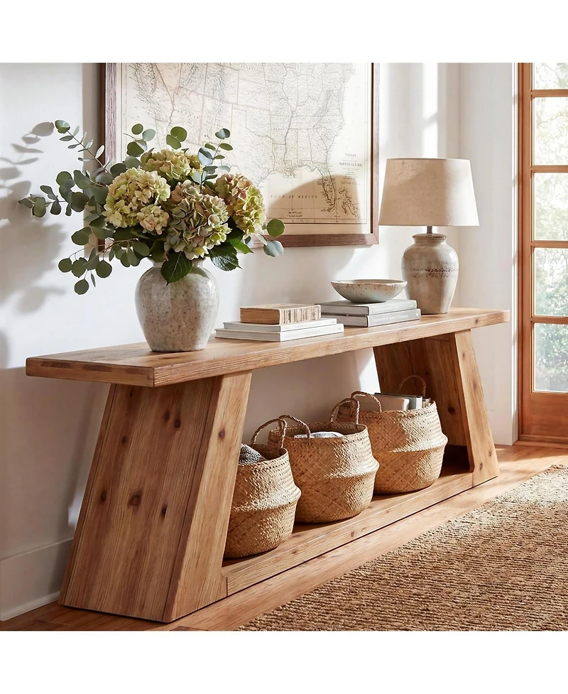 Tribesigns 62.99" Farmhouse Console Table with Storage Shelf