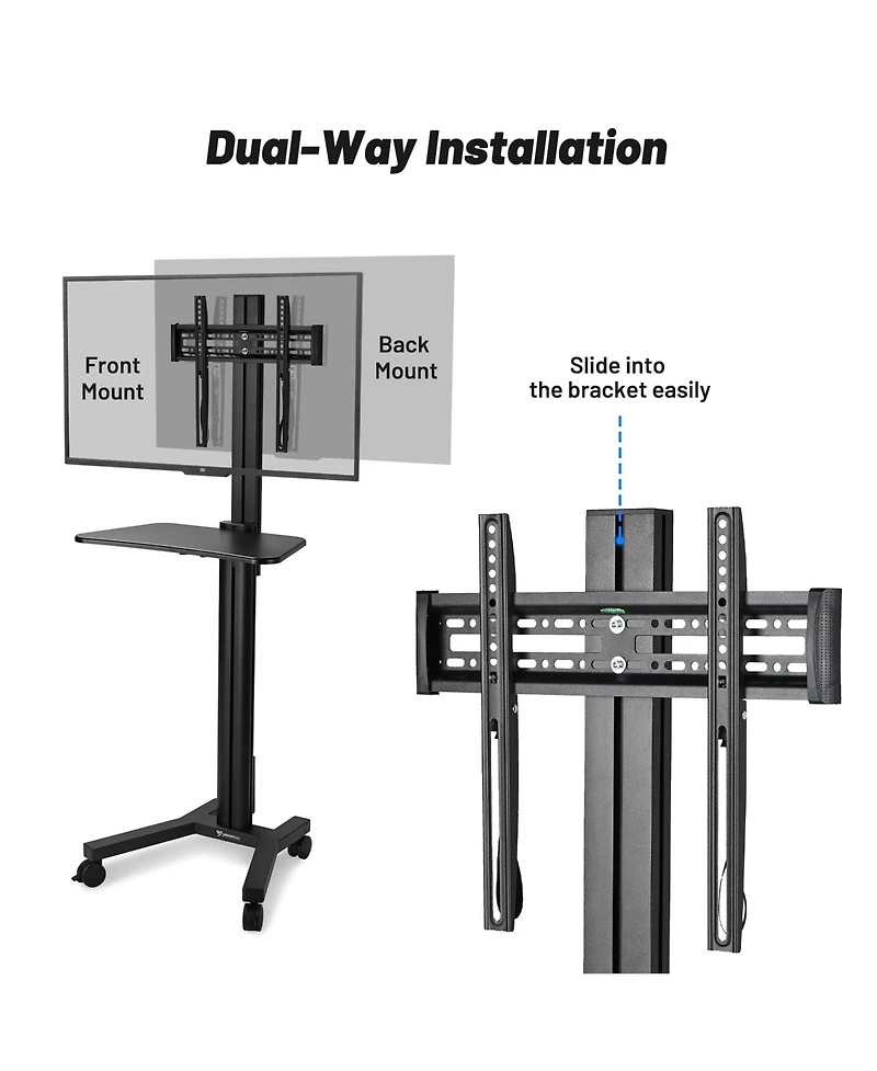 Yescom NexusX Presenter Rolling Tv Stand Mobile Tv Cart for 32" to 65" Lcd Led Screen TVs Office Lecture