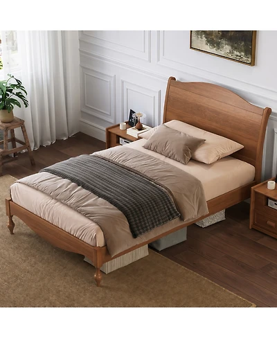 Streamdale Furniture Wooden Full Bed Frame with Vintage Arched Headboard and Storage