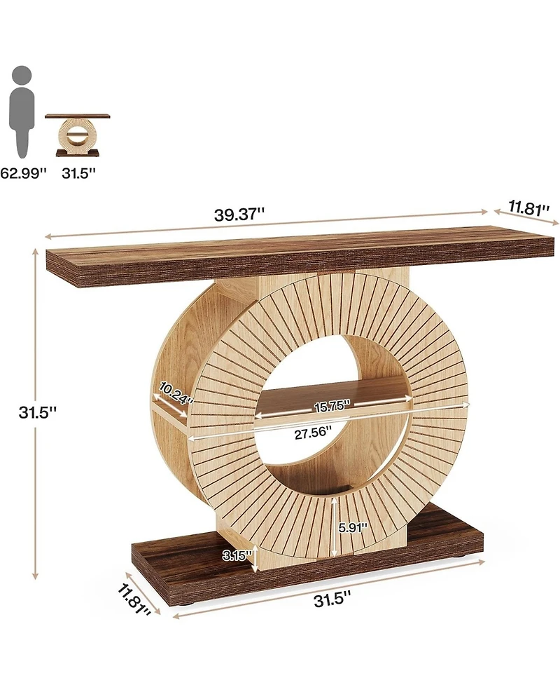 Tribesigns Console Table with Storage and Circle Base