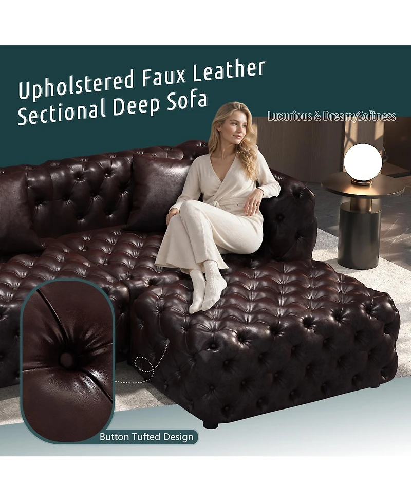 Streamdale Furniture Faux Leather Modular Sectional Ottoman Couch