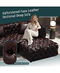 Streamdale Furniture Faux Leather Modular Sectional Ottoman Couch