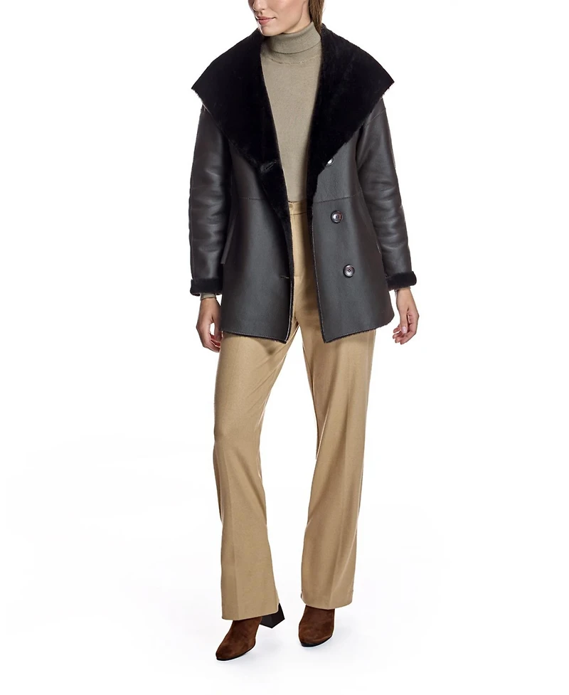 Julia & Stella By Maximilian Women's Reversible Shearling Hooded Jacket