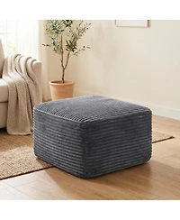 Streamdale Furniture 37.5" Corduroy Square Upholstered Ottoman Foot Stool