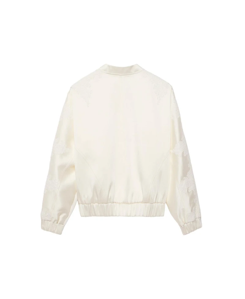Mint Velvet Women's Satin Lace Trim Bomber Jacket
