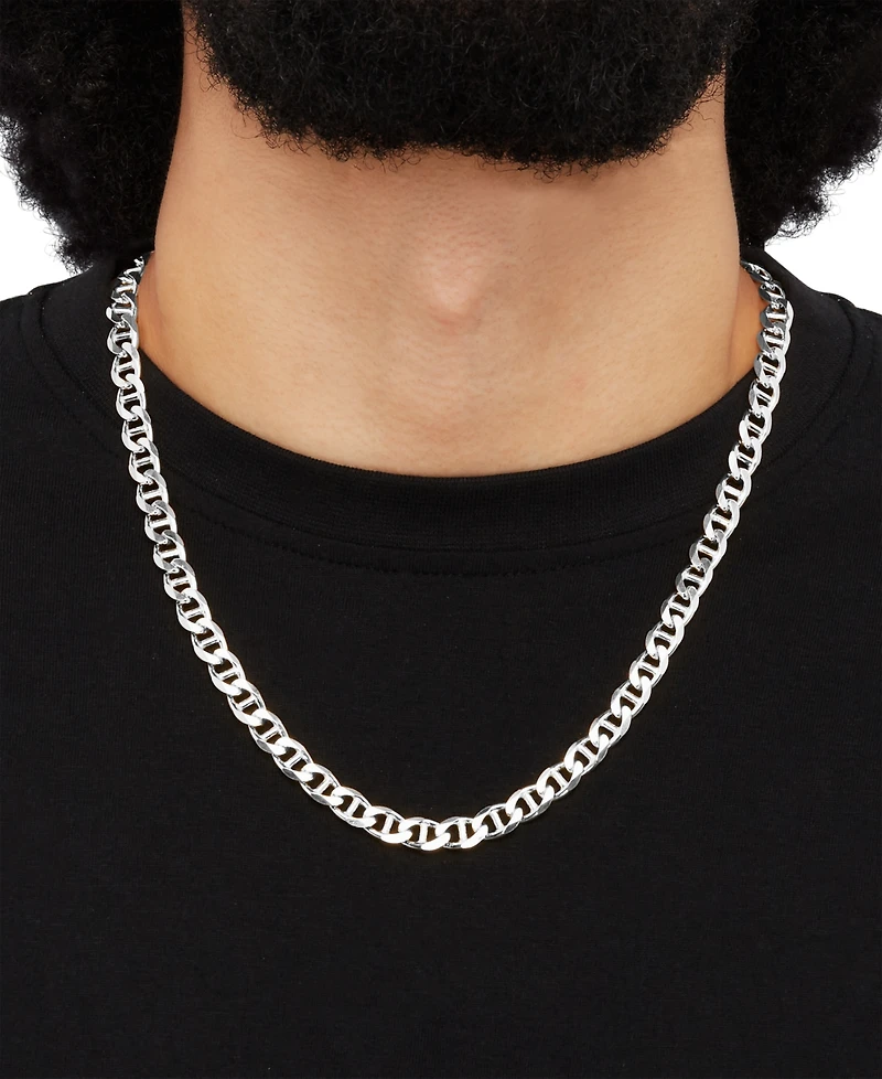 Italian Silver Solid Mariner Chain Necklace in Sterling Silver