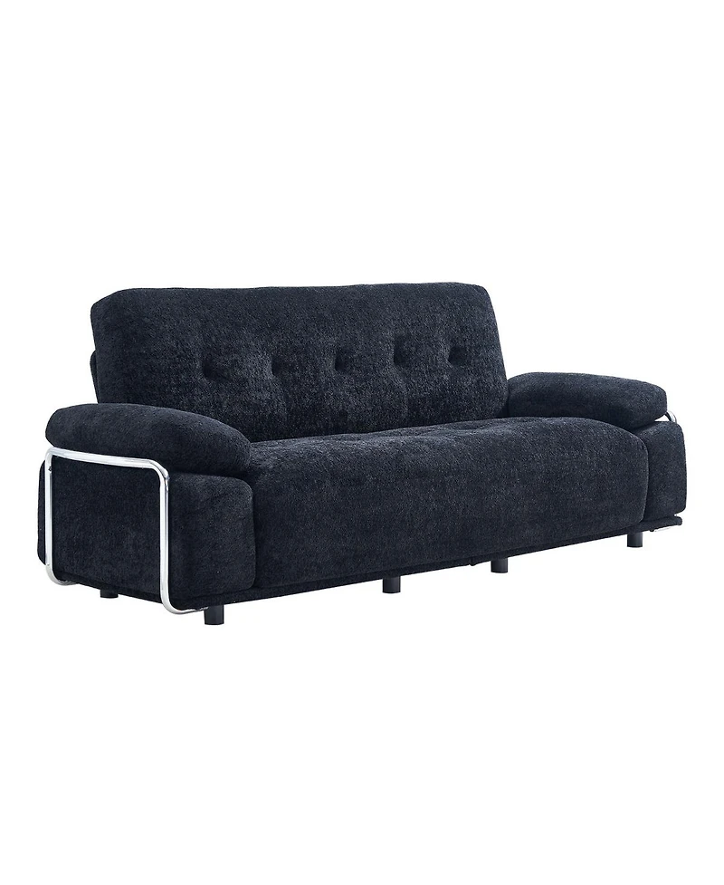 Streamdale Furniture Modern 88.9" Chenille Sofa with Steel Arm Frame and Compression Cushions