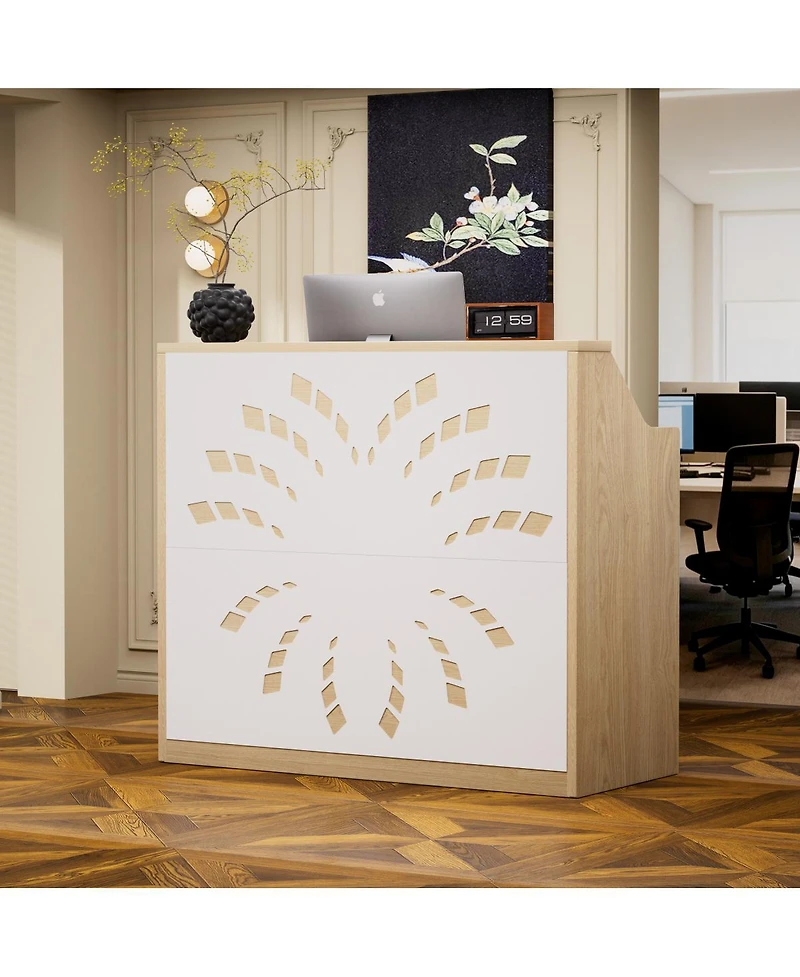 Streamdale Furniture 46.5" Modern Reception Desk with Storage Cabinet
