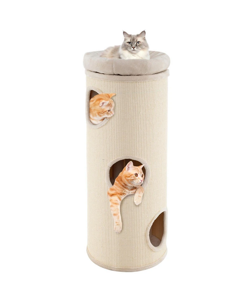 Sugift Elevated Cat Cave 49 Inch 4-Story Cat House for Multiple Cats with Removable Sidewalls