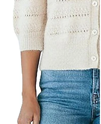 Hope & Henry Women's Organic Puff-Sleeve Button-Front Sweater