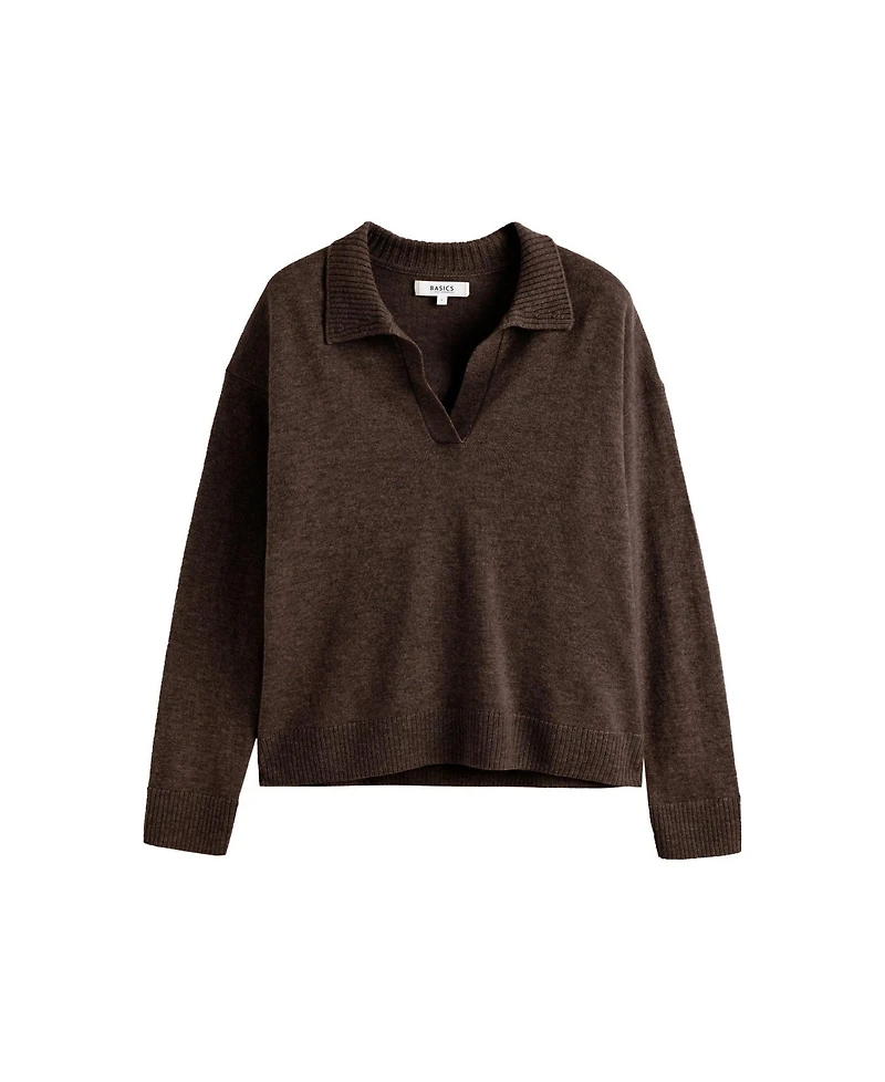 Chinti & Parker Women's Collared V-Neck Relaxed-Fit Wool-Cashmere Sweater