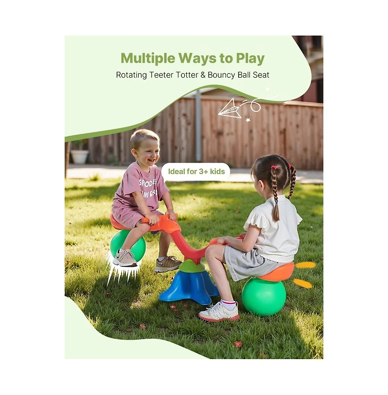 Slickblue Sit and Spin 360-Degree Rotation Seesaw with Anti-Slip Handles, Ages 3+