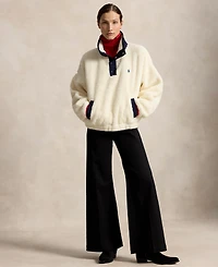 Polo Ralph Lauren Women's Bear High-Pile Fleece Funnel Neck Jacket