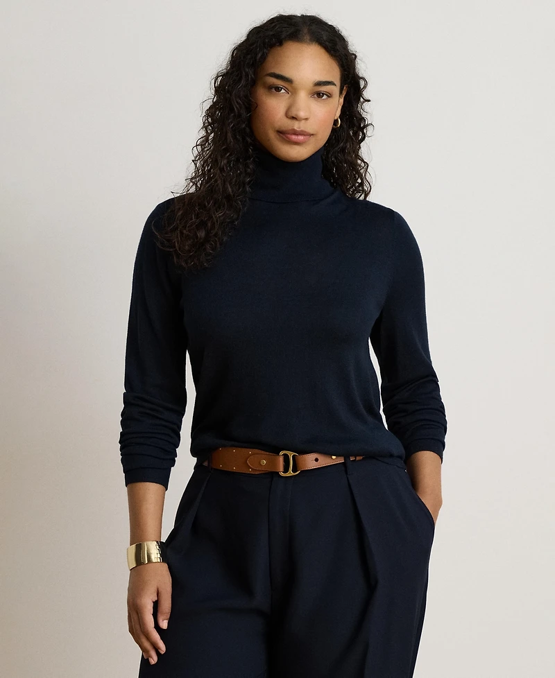 Lauren Ralph Women's Modal-Silk Blend Slim-Fit Turtleneck Sweater