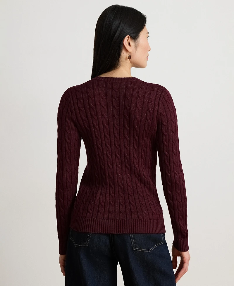 Lauren Ralph Women's Button-Trim Cable-Knit Sweater