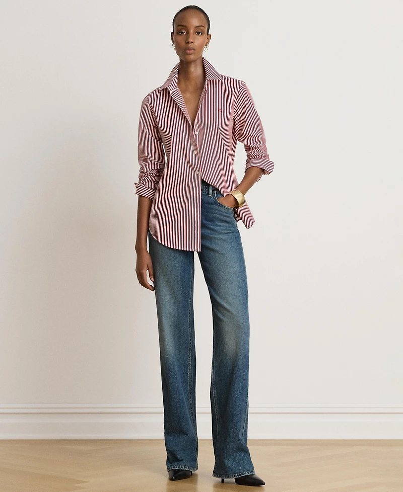Lauren Ralph Women's Striped Long-Sleeve Button-Down Shirt