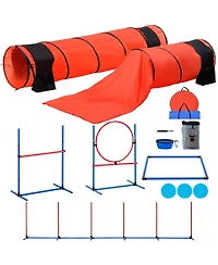 Vevor Dog Agility Training Equipment 7 Pcs Set Upgrade Hurdles 2 Tunnels Ring