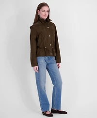 Tahari Women's Faux Suede Hooded Anorak Coat