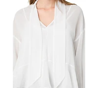 French Connection Women's Marina Tie-Front Chiffon Long-Sleeve Top
