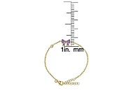 Lily Nily Girls Bow and Cubic Zirconia Bezel Station Chain Link Bracelet in 14K