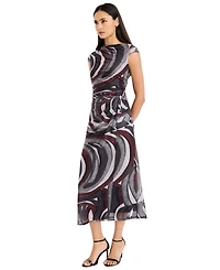 Donna Morgan Women's Ruched-Waist Cap-Sleeve Maxi Dress