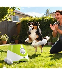 PawHut Automatic Dog Ball Launcher, Dog Ball Thrower with 5 2.3" Etpu Balls