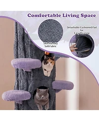 Sugift 90.5 Inch Tall Multifunctional Cat Tree with Private Condos and Wide Top Perch