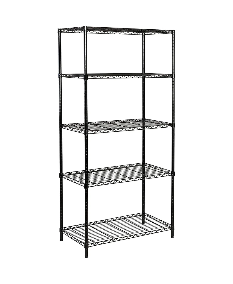 Honey-Can-Do 5-Tier Shelving Storage Rack Organizer, 350lb Shelf Capacity, Black