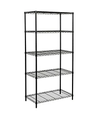 Honey-Can-Do 5-Tier Shelving Storage Rack Organizer, 350lb Shelf Capacity, Black