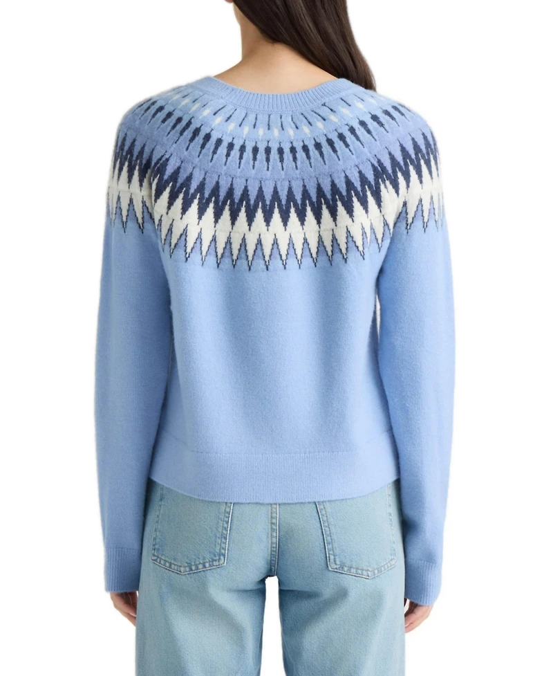 Ellen Tracy Women's Fair Isle Sweater with Rhinestone Embellishments