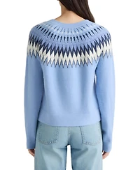 Ellen Tracy Women's Fair Isle Sweater with Rhinestone Embellishments