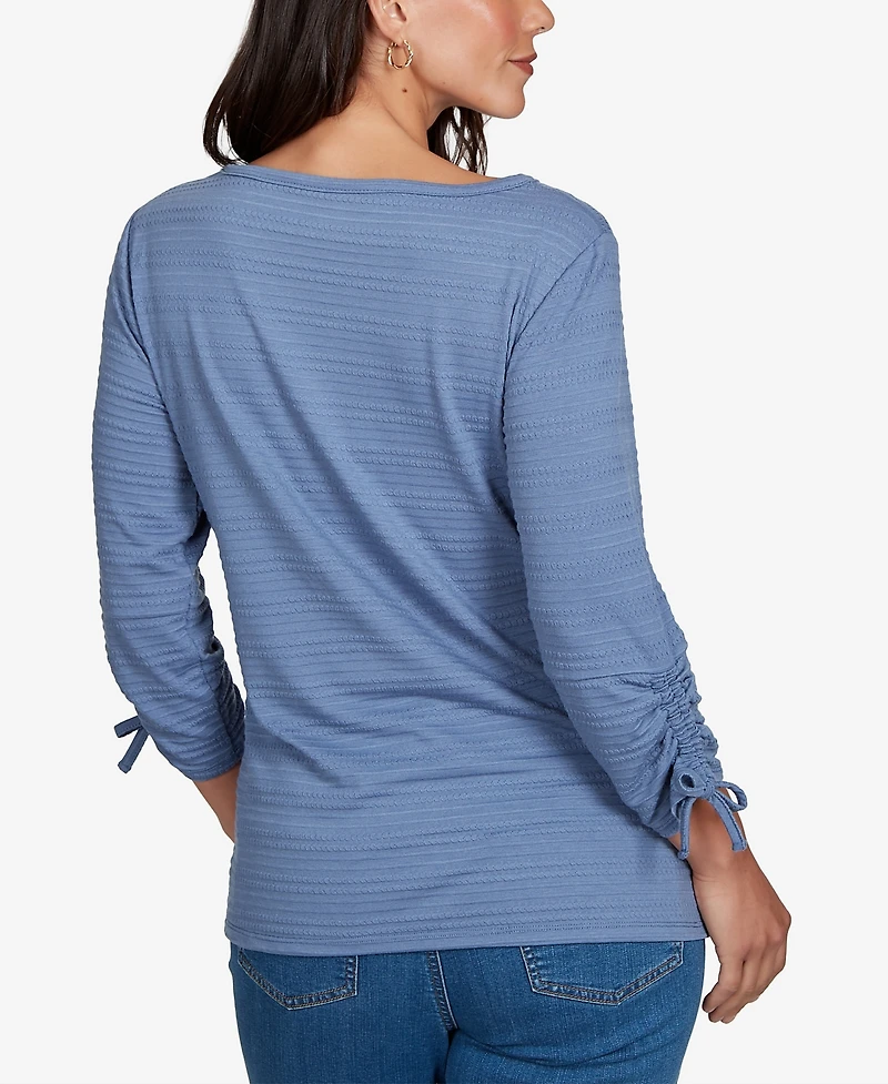 Ruby Rd. Petite Ottoman 3/4-Sleeve Boat Neck Top