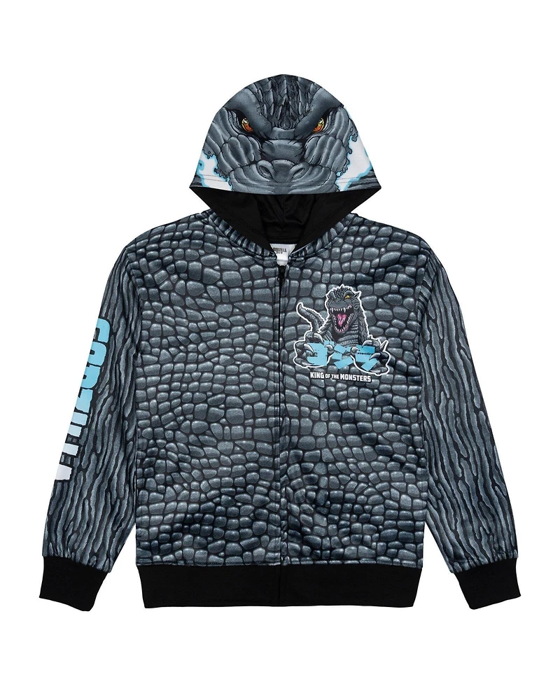 Godzilla Boys' 5-16 Cosplay Fleece Zip-Up Hoodie