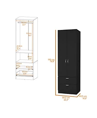 Fm Furniture Tall Mayer Wardrobe Melamine with Two Doors and Drawers
