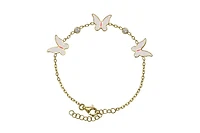 Lily Nily Girls Enamel Butterflies and Cubic Zirconia Bezel Station Chain Link Bracelet in 14K