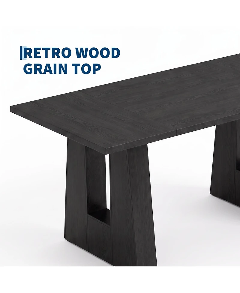 homfan Rectangular Dining Table 63" Wood Grain Trestle Base Seats 4-6 Modern Farmhouse Kitchen & Room